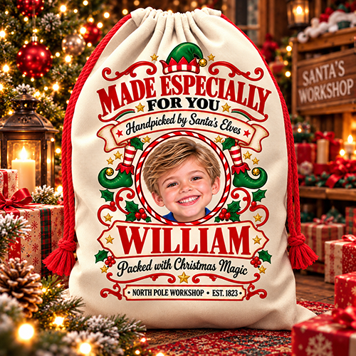 Personalised Christmas Santa Sack Any Photo & Name - Made Especially For You - Image 2