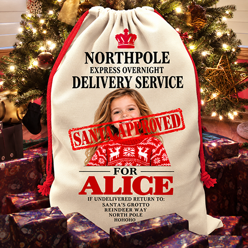 Personalised Christmas Santa Sack Any Photo & Name - Santa Approved