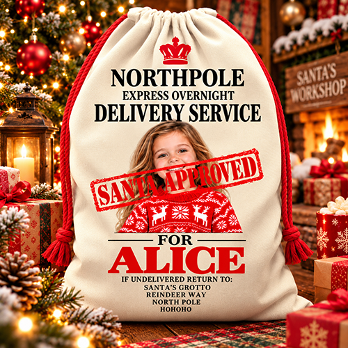 Personalised Christmas Santa Sack Any Photo & Name - Santa Approved - Image 2